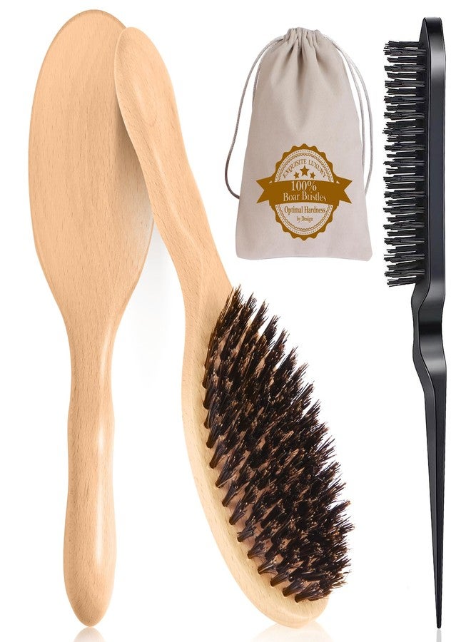 Sofmild Boar Bristle Hair Brush, 100% Pure Hard Boar Bristle Hair Brushes for Women Men Thin Fine Hair Smooth Frizz Enhence Shine - Image 1